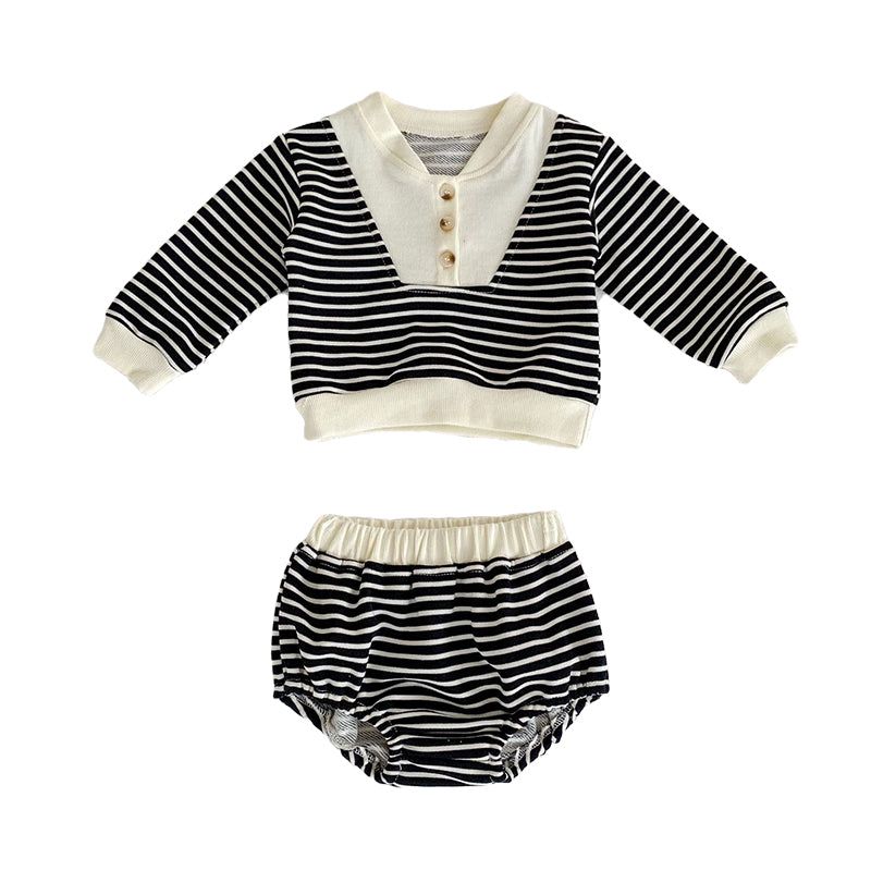 2 Pieces Set Baby Unisex Striped Color-blocking Tops And Shorts Wholesale 220929340