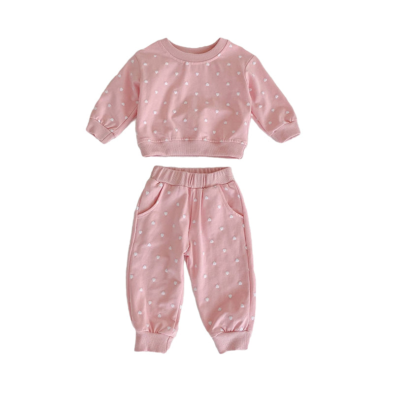 2 Pieces Set Baby Girls Love heart Print Tops And Pants Wholesale 220929341