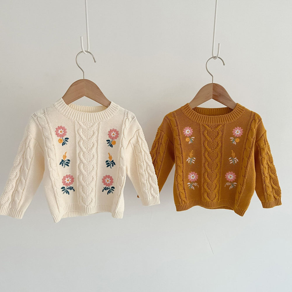 Baby Girls Flower Embroidered Sweaters Knitwear Wholesale 220929347