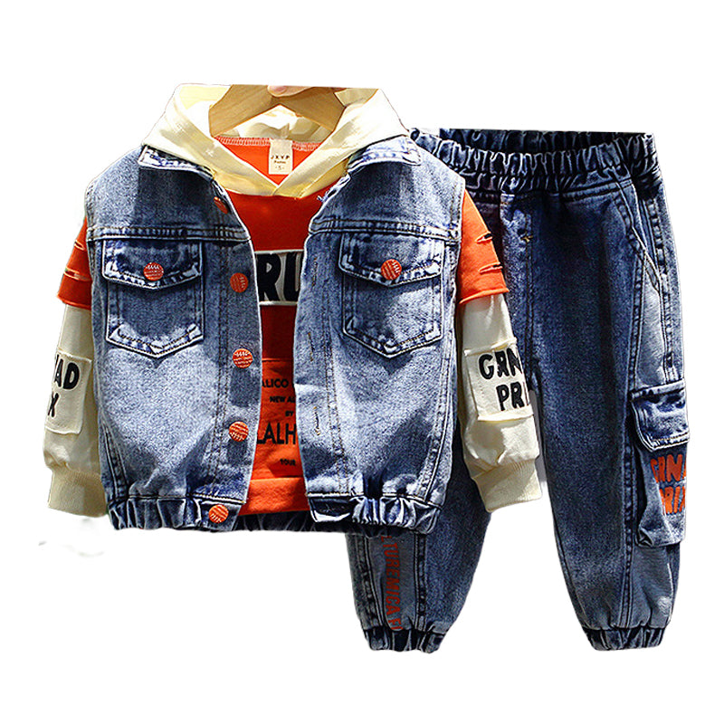 3 Pieces Set Baby Kid Boys Letters Print Vests Waistcoats And Hoodies Swearshirts And Pants Wholesale 22092939