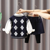 Load image into Gallery viewer, 3 Pieces Set Baby Kid Boys Checked Print Vests Waistcoats And Bow Shirts And Cartoon Pants Wholesale 220929452
