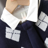 Load image into Gallery viewer, 3 Pieces Set Baby Kid Boys Checked Print Vests Waistcoats And Bow Shirts And Cartoon Pants Wholesale 220929452
