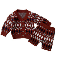 Load image into Gallery viewer, 2 Pieces Set Baby Girls Checked Cardigan And Crochet Shorts Wholesale 220929474

