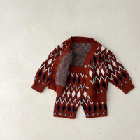 Load image into Gallery viewer, 2 Pieces Set Baby Girls Checked Cardigan And Crochet Shorts Wholesale 220929474
