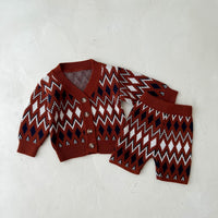 Load image into Gallery viewer, 2 Pieces Set Baby Girls Checked Cardigan And Crochet Shorts Wholesale 220929474
