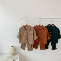 Load image into Gallery viewer, 2 Pieces Set Baby Kid Girls Solid Color Jackets Outwears And Pants Wholesale 220929515
