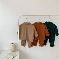 Load image into Gallery viewer, 2 Pieces Set Baby Kid Girls Solid Color Jackets Outwears And Pants Wholesale 220929515
