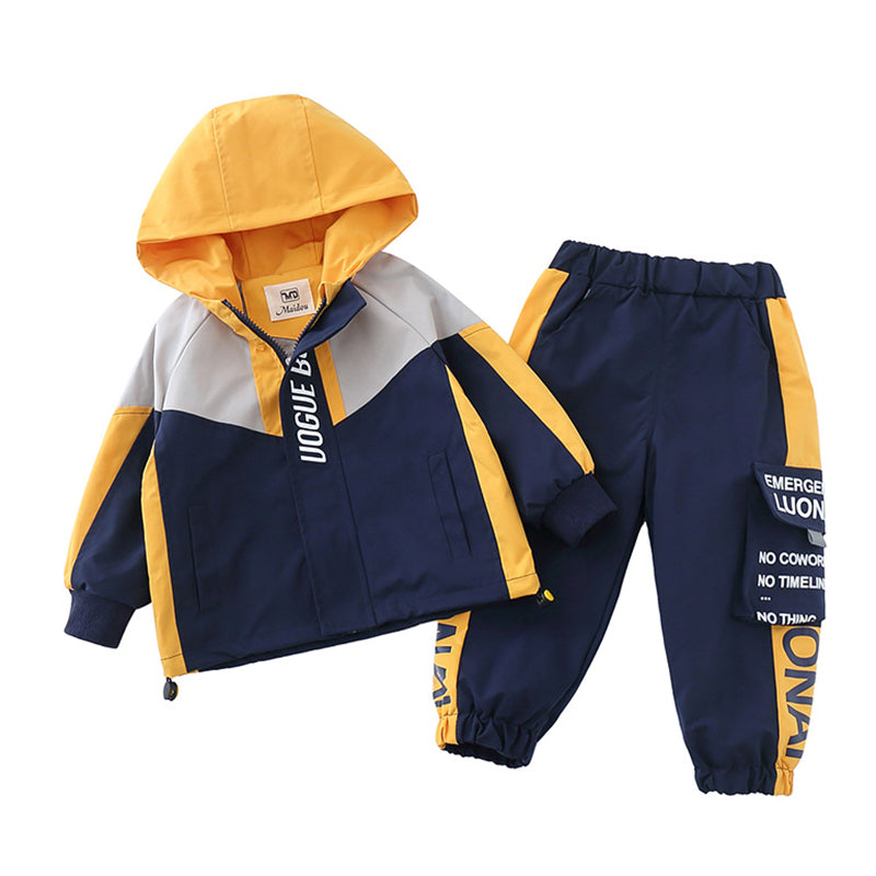 2 Pieces Set Baby Kid Boys Color-blocking Jackets Outwears And Pants Wholesale 22092956