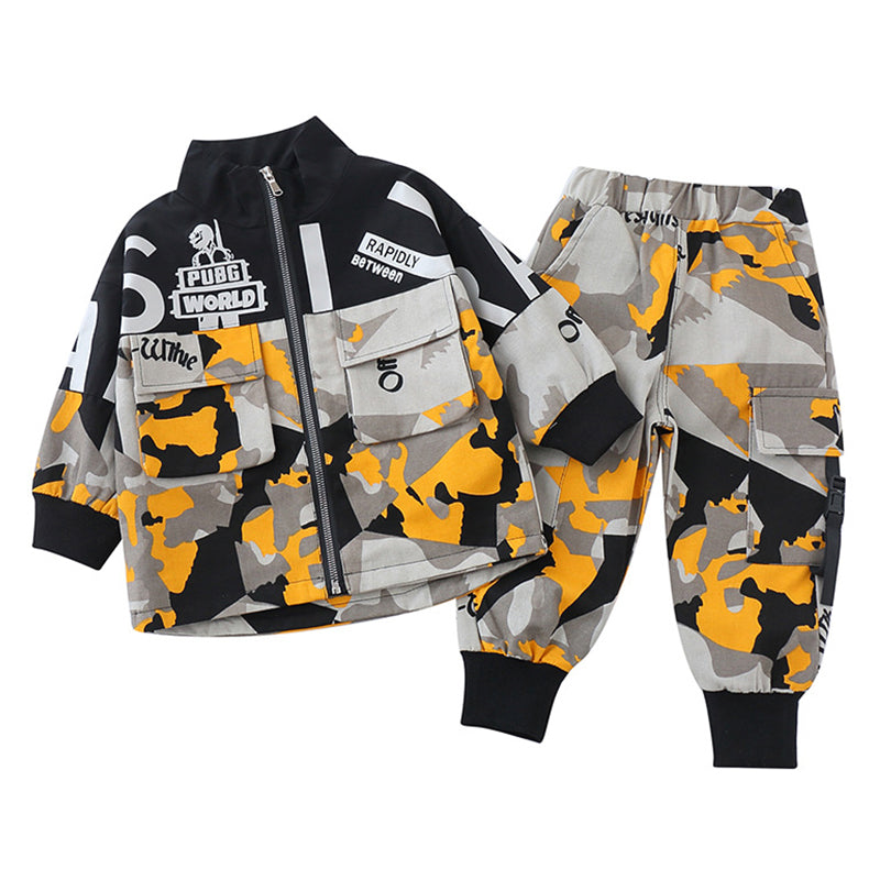 2 Pieces Set Baby Kid Boys Camo Jackets Outwears And Pants Wholesale 22092957