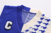 Load image into Gallery viewer, 3 Pieces Set Baby Kid Boys Letters Shirts Color-blocking Vests Waistcoats And Solid Color Jeans Wholesale 220929573
