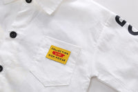 Load image into Gallery viewer, 3 Pieces Set Baby Kid Boys Letters Shirts Color-blocking Vests Waistcoats And Solid Color Jeans Wholesale 220929573
