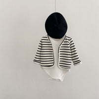 Load image into Gallery viewer, Baby Girls Striped Cardigan Knitwear And Solid Color Rompers Wholesale 220929668
