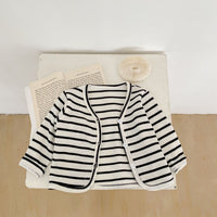 Load image into Gallery viewer, Baby Girls Striped Cardigan Knitwear And Solid Color Rompers Wholesale 220929668
