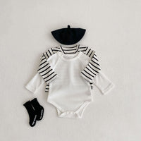 Load image into Gallery viewer, Baby Girls Striped Cardigan Knitwear And Solid Color Rompers Wholesale 220929668
