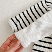 Load image into Gallery viewer, Baby Girls Striped Cardigan Knitwear And Solid Color Rompers Wholesale 220929668
