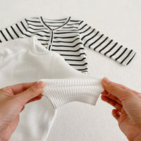 Load image into Gallery viewer, Baby Girls Striped Cardigan Knitwear And Solid Color Rompers Wholesale 220929668
