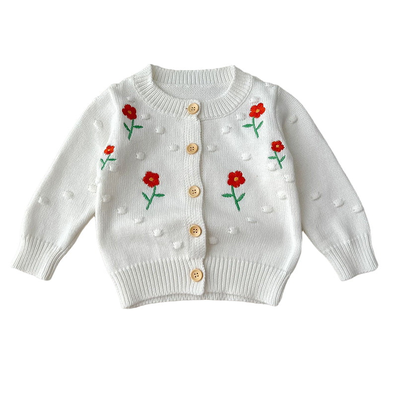 Baby Girls Flower Embroidered Cardigan Wholesale 220929676