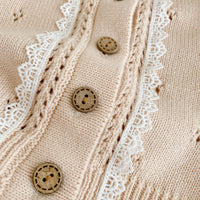 Load image into Gallery viewer, Baby Kid Girls Solid Color Lace Crochet Cardigan Wholesale 220929699
