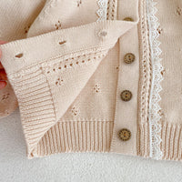 Load image into Gallery viewer, Baby Kid Girls Solid Color Lace Crochet Cardigan Wholesale 220929699
