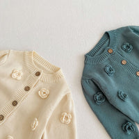 Load image into Gallery viewer, Baby Kid Girls Solid Color Flower Crochet Cardigan Wholesale 220929700
