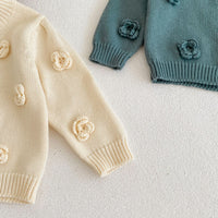 Load image into Gallery viewer, Baby Kid Girls Solid Color Flower Crochet Cardigan Wholesale 220929700
