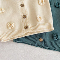 Load image into Gallery viewer, Baby Kid Girls Solid Color Flower Crochet Cardigan Wholesale 220929700
