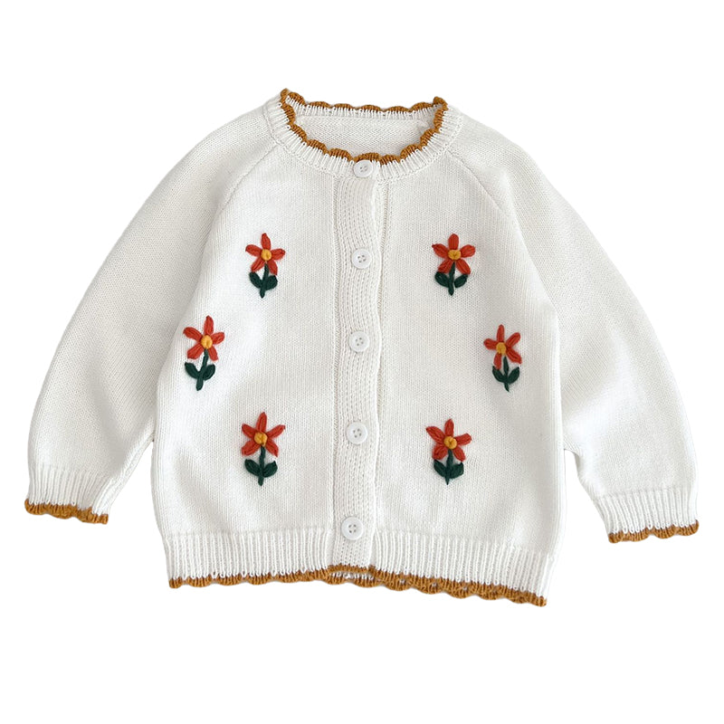 Baby Girls Flower Crochet Embroidered Cardigan Wholesale 220929714