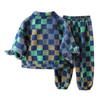 Load image into Gallery viewer, 2 Pieces Set Baby Kid Boys Checked Jackets Outwears And Pants Wholesale 220929722
