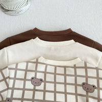 Load image into Gallery viewer, 3 Pieces Set Baby Kid Unisex Checked Tops Cartoon Jumpsuits And Solid Color Pants Wholesale 220929729
