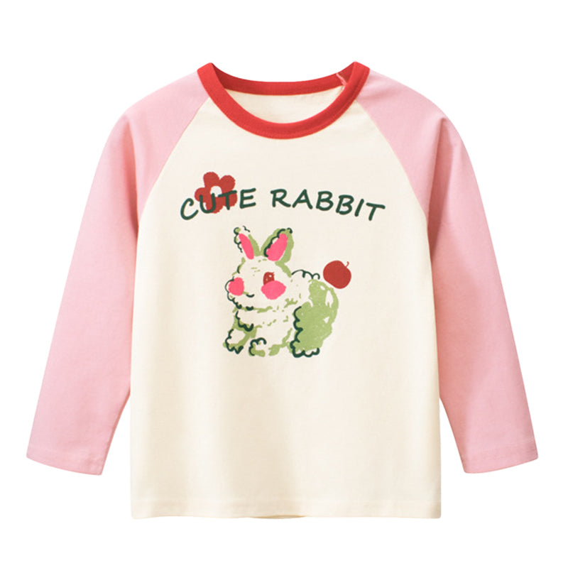 Baby Kid Girls Color-blocking Animals Cartoon Print Tops Wholesale 220929737