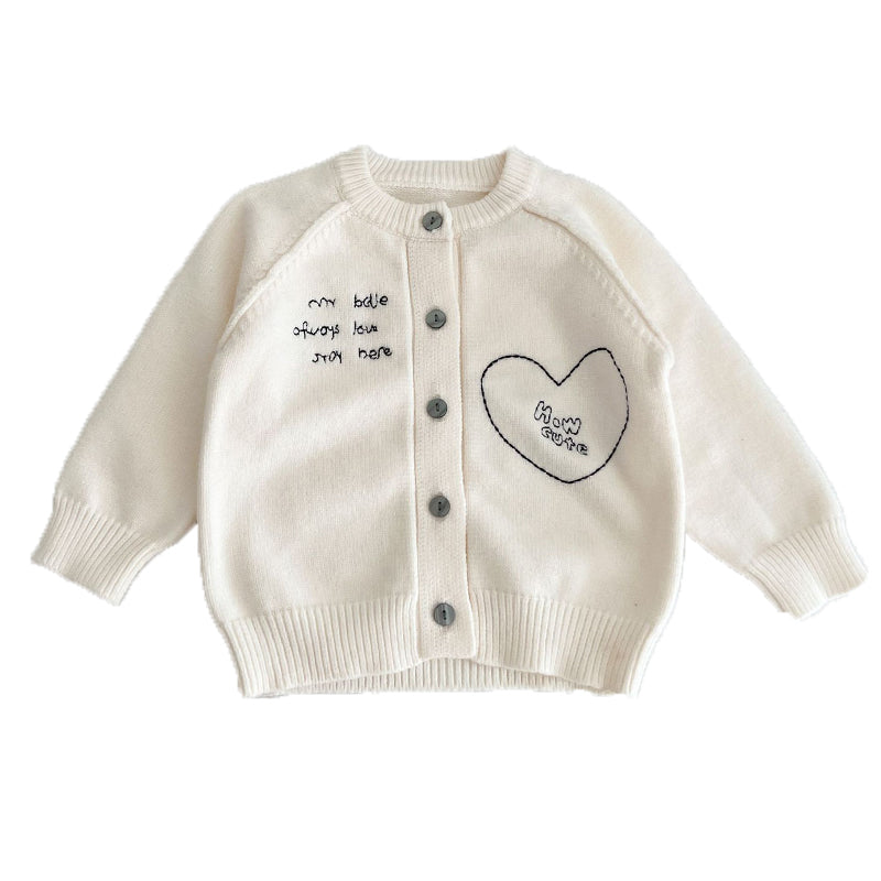 Baby Unisex Letters Love heart Embroidered Cardigan Wholesale 220929798