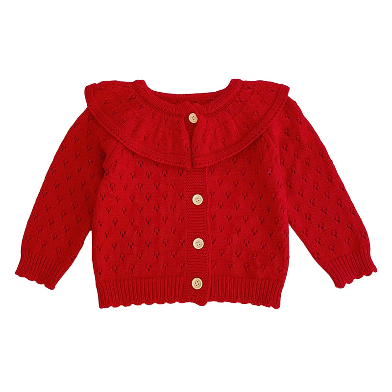 Baby Kid Girls Solid Color Crochet Cardigan Wholesale 220929814