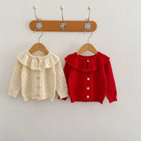 Load image into Gallery viewer, Baby Kid Girls Solid Color Crochet Cardigan Wholesale 220929814
