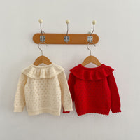 Load image into Gallery viewer, Baby Kid Girls Solid Color Crochet Cardigan Wholesale 220929814

