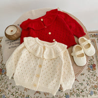 Load image into Gallery viewer, Baby Kid Girls Solid Color Crochet Cardigan Wholesale 220929814
