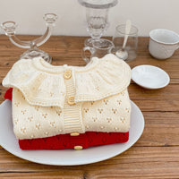 Load image into Gallery viewer, Baby Kid Girls Solid Color Crochet Cardigan Wholesale 220929814
