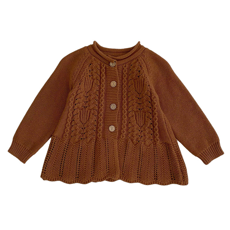 Baby Girls Solid Color Cardigan Knitwear Wholesale 220929840