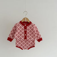 Load image into Gallery viewer, 2 Pieces Set Baby Girls Checked Crochet Cardigan Knitwear And Shorts Wholesale 220929844
