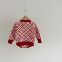 Load image into Gallery viewer, 2 Pieces Set Baby Girls Checked Crochet Cardigan Knitwear And Shorts Wholesale 220929844
