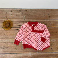Load image into Gallery viewer, 2 Pieces Set Baby Girls Checked Crochet Cardigan Knitwear And Shorts Wholesale 220929844
