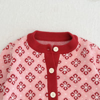 Load image into Gallery viewer, 2 Pieces Set Baby Girls Checked Crochet Cardigan Knitwear And Shorts Wholesale 220929844
