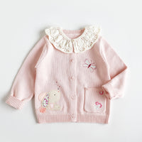 Load image into Gallery viewer, Baby Kid Girls Flower Animals Cartoon Embroidered Cardigan Wholesale 220929849
