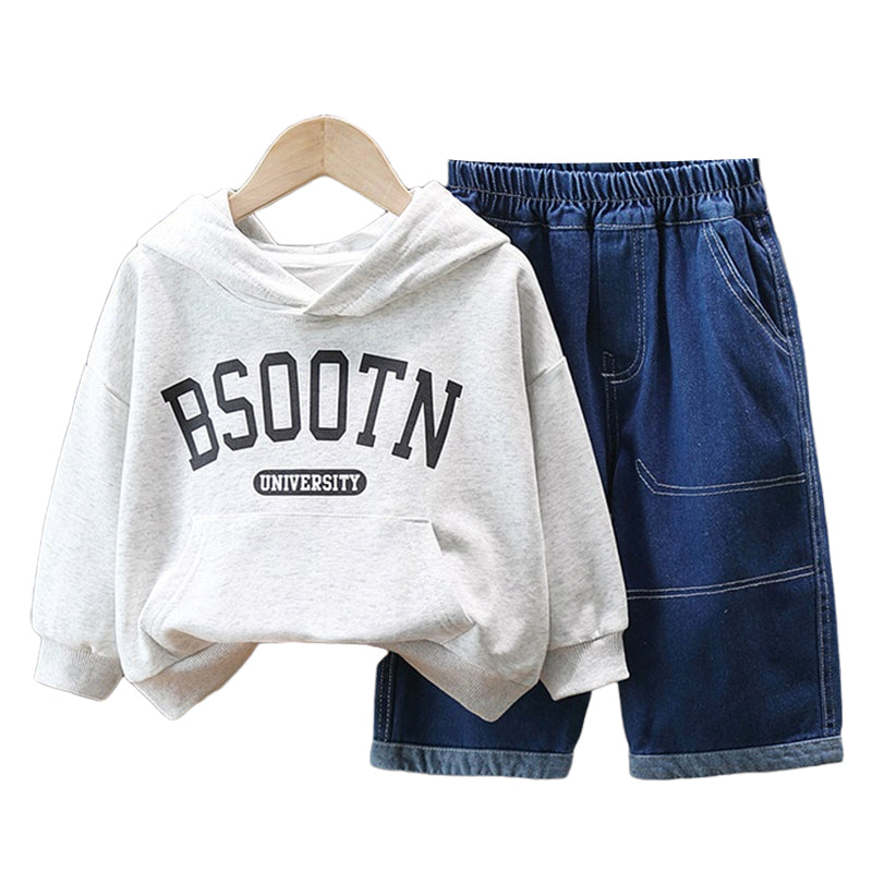 2 Pieces Set Baby Kid Boys Letters Hoodies Swearshirts And Solid Color Pants Wholesale 220929856