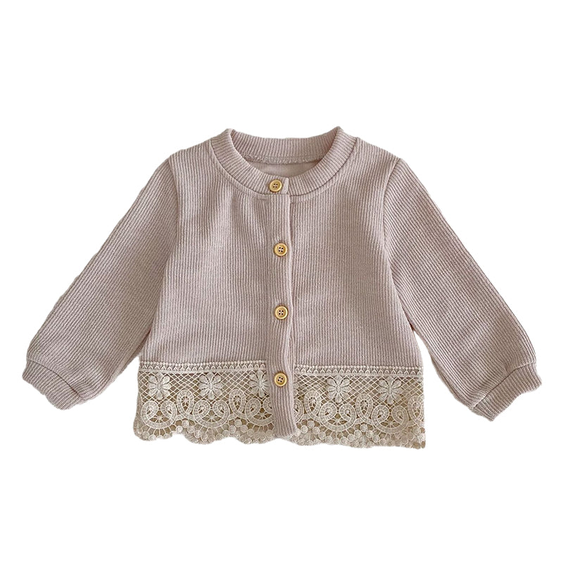 Baby Kid Girls Solid Color Lace Cardigan Wholesale 220929863