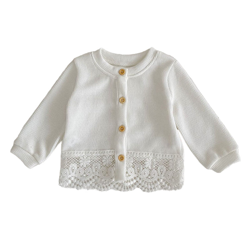 Baby Kid Girls Solid Color Lace Cardigan Wholesale 220929863