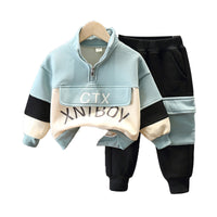 Load image into Gallery viewer, 2 Pieces Set Baby Kid Unisex Letters Color-blocking Hoodies Swearshirts And Pants Wholesale 22092989
