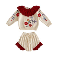 Load image into Gallery viewer, 2 Pieces Set Baby Girls Embroidered Knitwear Sweaters And Solid Color Shorts Wholesale 220929909

