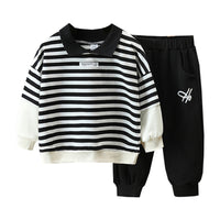 Load image into Gallery viewer, 2 Pieces Set Baby Kid Boys Striped Print Hoodies Swearshirts And Pants Wholesale 220929936
