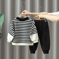 Load image into Gallery viewer, 2 Pieces Set Baby Kid Boys Striped Print Hoodies Swearshirts And Pants Wholesale 220929936
