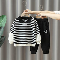 Load image into Gallery viewer, 2 Pieces Set Baby Kid Boys Striped Print Hoodies Swearshirts And Pants Wholesale 220929936
